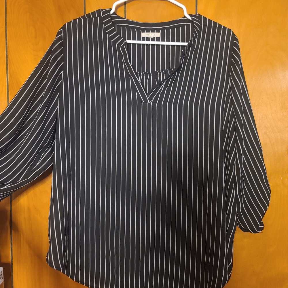 Maurices Black and White Striped Blouse